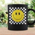 Amarilla De Los Años 70 Con Cara Sonriente A Cuadros Taza de café Ideas de regalos