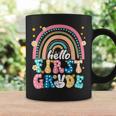 Groovy Rainbow Hello First Grade First Day Teacher Kid Coffee Mug Gifts ideas