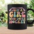Just A Girl Who Loves Hockey Groovy Hockey Girl Coffee Mug Gifts ideas