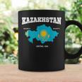 Kazakh Flag And Map Kazakhstan Coordinates Tassen Geschenkideen