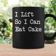 I Lift So I Can Eat Cake Divertente Fitness Citazioni Abbigliamento Tazze Ideas de regalos