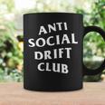 Logo Anti Social Drift Club Blanco Delantero Trasero Taza de café Ideas de regalos