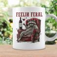Feelin Feral Vintage Retro Raccoon With Wine Lovers Coffee Mug Gifts ideas