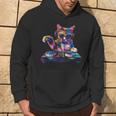 Dj Disco Cat Rave Party Cat Divertente Gatto Techno Nero Felpa con cappuccio Estilo de vida