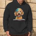 Donna Goldendoodle Lettura Libro Cane Animali Stampa Con Collo A Felpa con cappuccio Estilo de vida