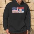 Donna Usa Serbia Bandiere Stati Uniti D'america Serbian Con Collo A Felpa con cappuccio Estilo de vida