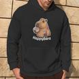 Happybara Happy Capybara Divertente Gioco Di Parole Per Amanti Del Caffè E Delle Ciambelle Maglia A Manica Felpa con cappuccio Estilo de vida