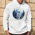 Lone Wolf Überlebt Die Berg-Silhouette-Kunst Kapuzenpullover Lebensstil