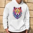 Lupo Animale Zoo Colorato Opera D'arte Astratta Faccia Felpa con cappuccio Estilo de vida