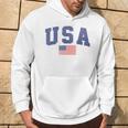 Usa American Flag 4Th Of July Americana Bold Blue Logo Felpa con cappuccio Estilo de vida