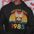39Th Birthdayintage Cat 39 Years Awesome Since 1985 Felpa con cappuccio Regalos divertidos