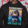 Buongiorno Un Gatto Divertente Ironico Ridere Umore Felpa con cappuccio Regalos divertidos