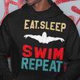 Divertente Giocatore Di Nuoto Con Scritta Eat Sleep Swim Repeat Nuotatore Felpa con cappuccio Regalos divertidos