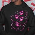 Donna Cuori Rosa Con Simpatiche Zampe Di Cane O Gatto Con Collo A Felpa con cappuccio Regalos divertidos