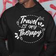 Donna Grafica Divertente Travel Is My Therapy Con Collo A Felpa con cappuccio Regalos divertidos