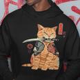 Giapponese Samurai Ninja Cat Kawaii Tattoo Graphic Felpa con cappuccio Regalos divertidos
