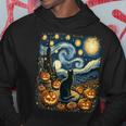 Halloween Van Gogh Starry Night Black Cat Pumpkins Hoodie Unique Gifts