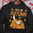 Hello Autumn Foglia D'acero Autunnoibes Carino Gatto Felpa con cappuccio Regalos divertidos