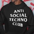 Logo Anti Social Techno Club Bianco Anteriore Posteriore Felpa con cappuccio Regalos divertidos