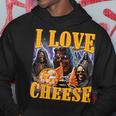 I Love Cheese Scheletro Divertente Meme Strano Felpa con cappuccio Regalos divertidos