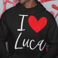 I Love Luca Nome Personalizzato Boy Man Bff Friend Heart Felpa con cappuccio Regalos divertidos