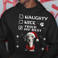 Niedlicher Whippet-Hund Weihnachten Naughty Nice Tried My Best Kapuzenpullover Lustige Geschenke