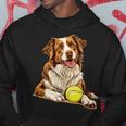Simpatico Pastore Australiano Con Palla Da Tennis Cane Palla Da Tennis Felpa con cappuccio Regalos divertidos