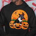 Tuxedo Cat Witch Hat Halloween Scary Jack O Lantern Pumpkins Hoodie Unique Gifts