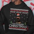 Woof Dachshund Ugly Christmas Sweater Dog Lover Xmas Hoodie Unique Gifts