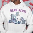 Axolotl Reading A Book Read Alotl Books Axolotl Book Hoodie Unique Gifts