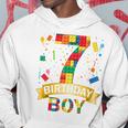 Bambino 7Rd Birthday Boy 7 Year Old Building Blocks 7Th Birthday Boy Felpa con cappuccio Regalos divertidos