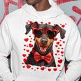 Dobermann Occhiali Da Sole A Forma Di Cuore Con Papillon Felpa con cappuccio Regalos divertidos