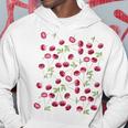 Donna Ciliegie Cherry Fruit Pattern Acquerello Opera D'arte Con Collo A Felpa con cappuccio Regalos divertidos