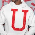 Letter U Uppercase Alphabet Initial Classic School College Felpa con cappuccio Regalos divertidos