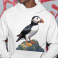 Puffin Animale Natura Motivo Disegno Arte Ritratto Puffin Felpa con cappuccio Regalos divertidos