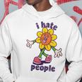 Retro I Hate People Divertente Regalo Floreale Per Eremita Introverso Con Collo A Felpa con cappuccio Regalos divertidos