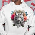 Tigre Flores Ojos Azules Animal Print Arte Tigre Sudadera Regalos divertidos