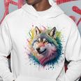 Wolf Herren Damen Bunt Aquarell Wolf Kapuzenpullover Lustige Geschenke