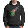 Divertente Dinosauro T-Rex Shadow Rosy Faced Green Lovebird Felpa con cappuccio