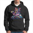 Dj Disco Cat Rave Party Cat Divertente Gatto Techno Nero Felpa con cappuccio