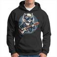 Donna Rock Cat Che Suona La Chitarra Gatto Chitarrista Divertente Con Collo A Felpa con cappuccio