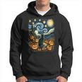 Halloween Van Gogh Starry Night Black Cat Pumpkins Hoodie