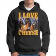 I Love Cheese Scheletro Divertente Meme Strano Felpa con cappuccio