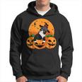 Tuxedo Cat Witch Hat Halloween Scary Jack O Lantern Pumpkins Hoodie