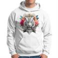 Tigre Flores Ojos Azules Animal Print Arte Tigre Sudadera