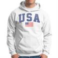 Usa American Flag 4Th Of July Americana Bold Blue Logo Felpa con cappuccio