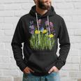 Botanical Field With Wild Flowers Butterfly Nature Lovers Hoodie Gifts for Him