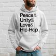 Peace Unity Love Hip Hop Musica Amperand Helvetica Felpa con cappuccio Regalos para él