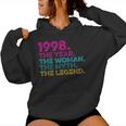 Compleanno Regalointage 1998 Year Woman Myth Legend Felpa con cappuccio da donna