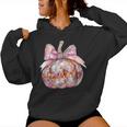 Coquette Pumpkin Patch Disco Ball Pumpkin Bow Aesthetic Girl Women Hoodie